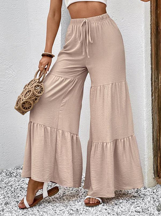 Casual Elastic Pants High Waist Stitching Flared Pants - 808Lush