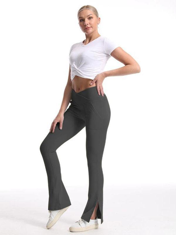 Slit Micro High Waist Elastic Hip Lifting Abdomen Dance Casual Sports Trousers - 808Lush