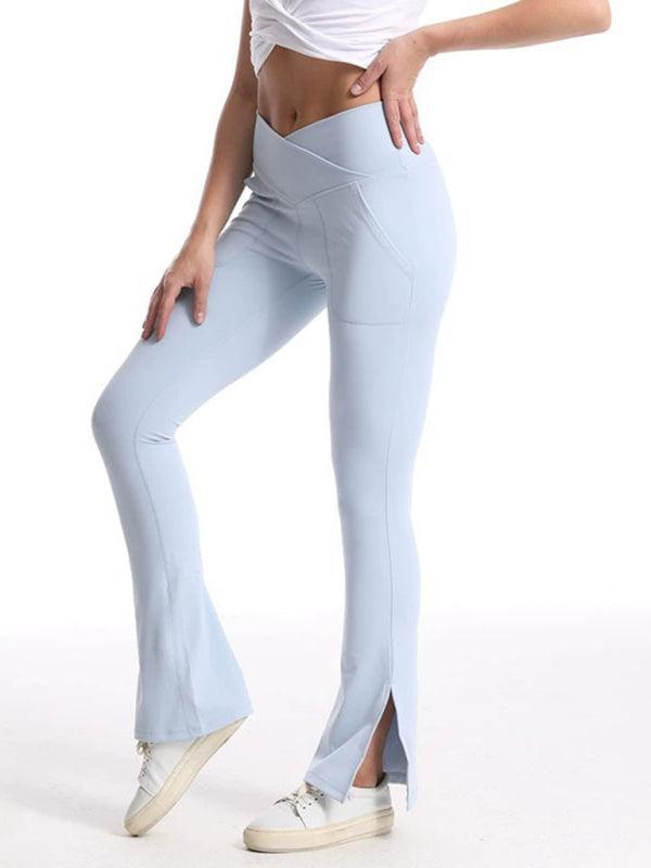 Slit Micro High Waist Elastic Hip Lifting Abdomen Dance Casual Sports Trousers - 808Lush