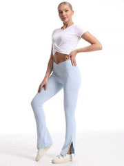 Slit Micro High Waist Elastic Hip Lifting Abdomen Dance Casual Sports Trousers - 808Lush