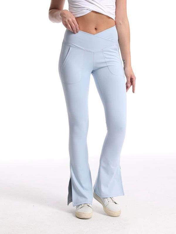 Slit Micro High Waist Elastic Hip Lifting Abdomen Dance Casual Sports Trousers - 808Lush