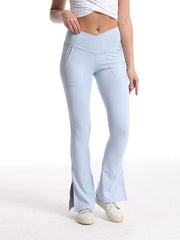 Slit Micro High Waist Elastic Hip Lifting Abdomen Dance Casual Sports Trousers - 808Lush