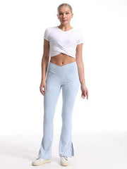 Slit Micro High Waist Elastic Hip Lifting Abdomen Dance Casual Sports Trousers - 808Lush