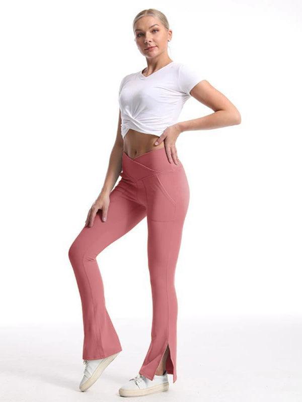 Slit Micro High Waist Elastic Hip Lifting Abdomen Dance Casual Sports Trousers - 808Lush