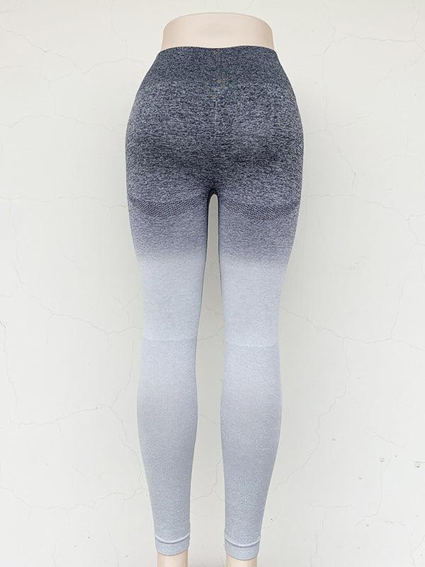 elastic high waist seamless gradient pants sports slimming tight yoga pants - 808Lush