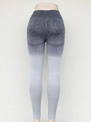 elastic high waist seamless gradient pants sports slimming tight yoga pants - 808Lush