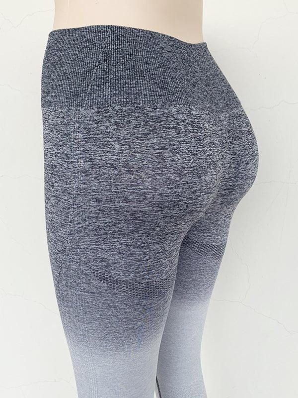 elastic high waist seamless gradient pants sports slimming tight yoga pants - 808Lush