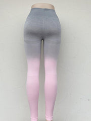 elastic high waist seamless gradient pants sports slimming tight yoga pants - 808Lush
