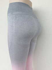 elastic high waist seamless gradient pants sports slimming tight yoga pants - 808Lush