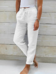 Women's Elastic Waist Solid Color Wide Leg Pants Loose Trousers - 808Lush