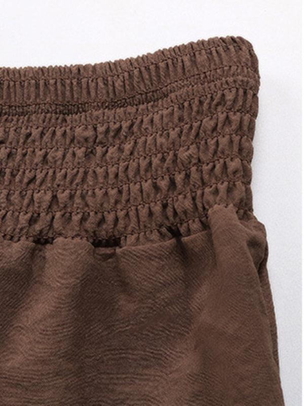 casual solid color flared wide-leg pants - 808Lush