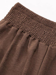 casual solid color flared wide-leg pants - 808Lush