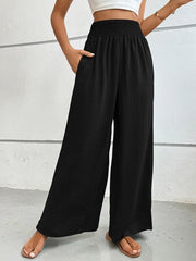casual solid color flared wide-leg pants - 808Lush