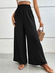 casual solid color flared wide-leg pants - 808Lush