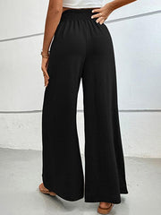 casual solid color flared wide-leg pants - 808Lush
