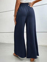 casual solid color flared wide-leg pants - 808Lush