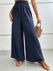 casual solid color flared wide-leg pants - 808Lush