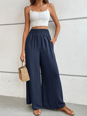casual solid color flared wide-leg pants - 808Lush