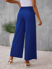 slim fit blue wide-leg trousers - 808Lush