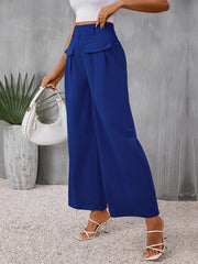 slim fit blue wide-leg trousers - 808Lush