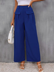 slim fit blue wide-leg trousers - 808Lush