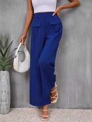 slim fit blue wide-leg trousers - 808Lush