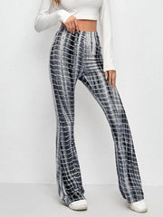 Printed Slim Hip Lift Stretch Casual Flared Trousers - 808Lush