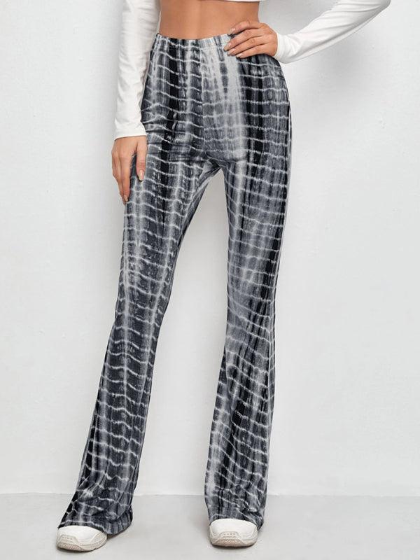 Printed Slim Hip Lift Stretch Casual Flared Trousers - 808Lush