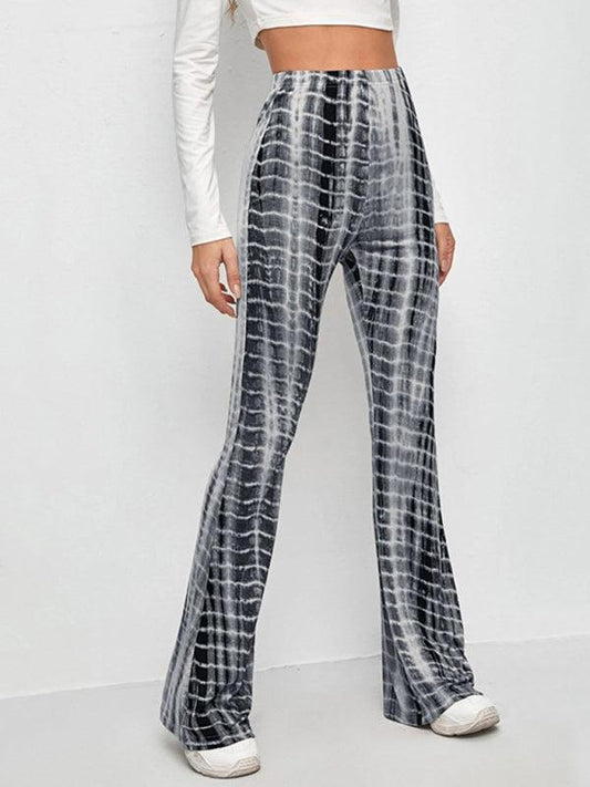 Printed Slim Hip Lift Stretch Casual Flared Trousers - 808Lush