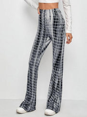 Printed Slim Hip Lift Stretch Casual Flared Trousers - 808Lush