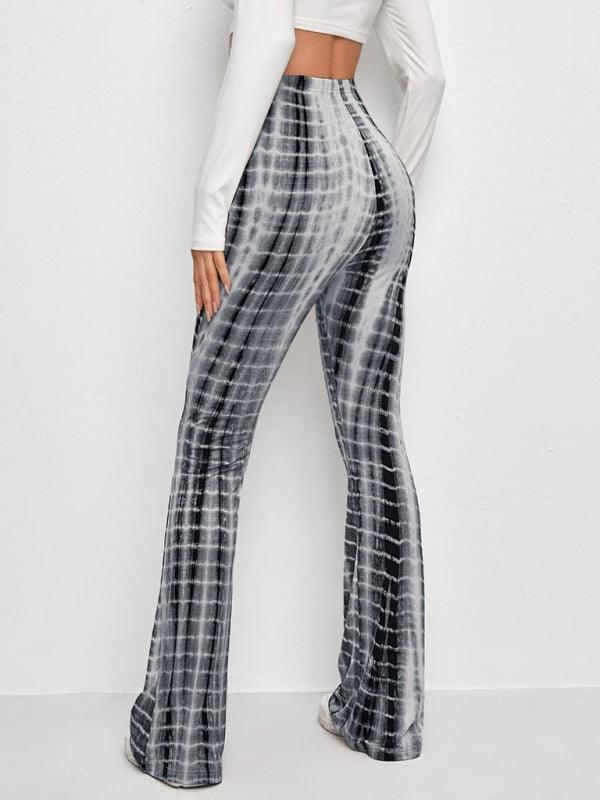 Printed Slim Hip Lift Stretch Casual Flared Trousers - 808Lush