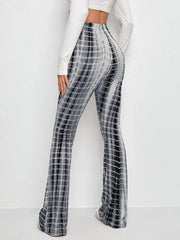 Printed Slim Hip Lift Stretch Casual Flared Trousers - 808Lush