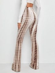 Printed Slim Hip Lift Stretch Casual Flared Trousers - 808Lush
