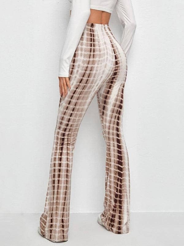 Printed Slim Hip Lift Stretch Casual Flared Trousers - 808Lush