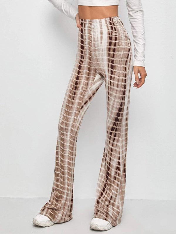 Printed Slim Hip Lift Stretch Casual Flared Trousers - 808Lush