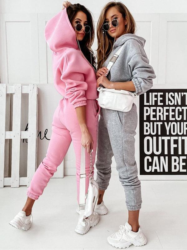 Casual sports hooded long-sleeved trousers two-piece suit SET - 808Lush