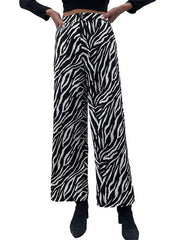 Women's commuter zebra print wide leg pants - 808Lush