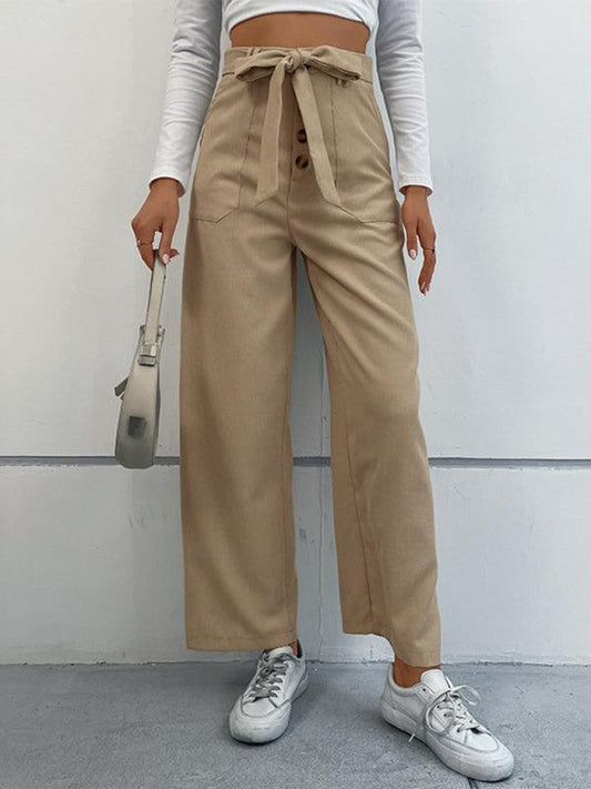 Women's straight solid color casual trousers - 808Lush