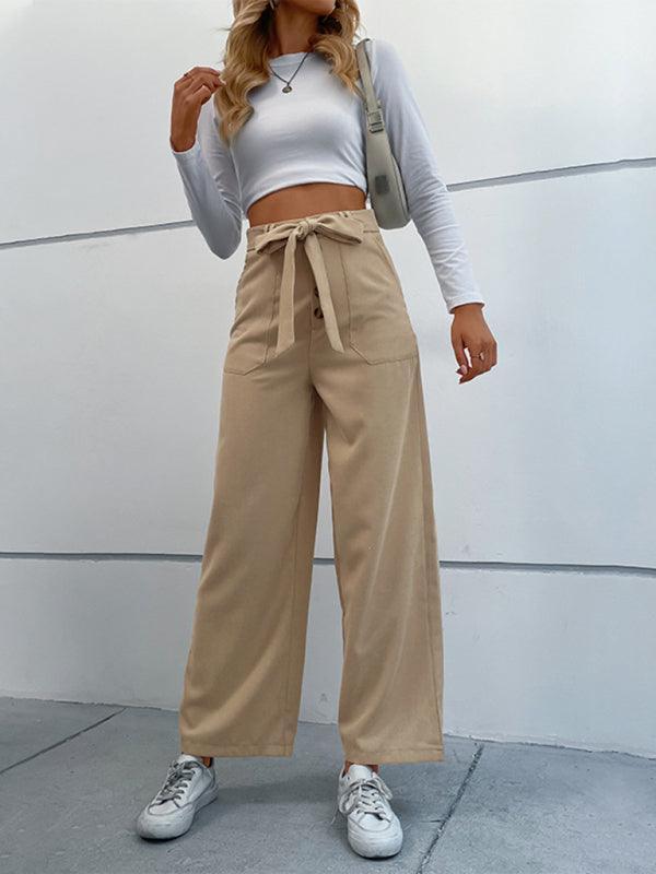 Women's straight solid color casual trousers - 808Lush