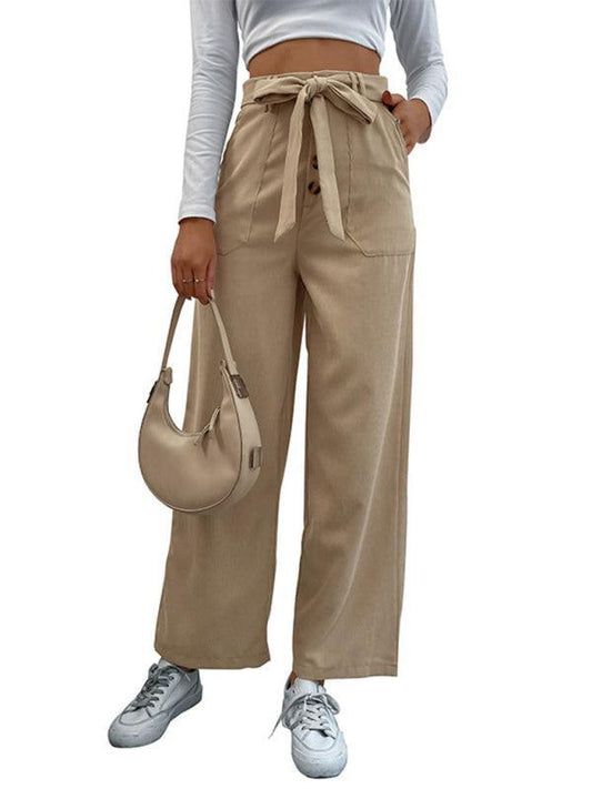 Women's straight solid color casual trousers - 808Lush