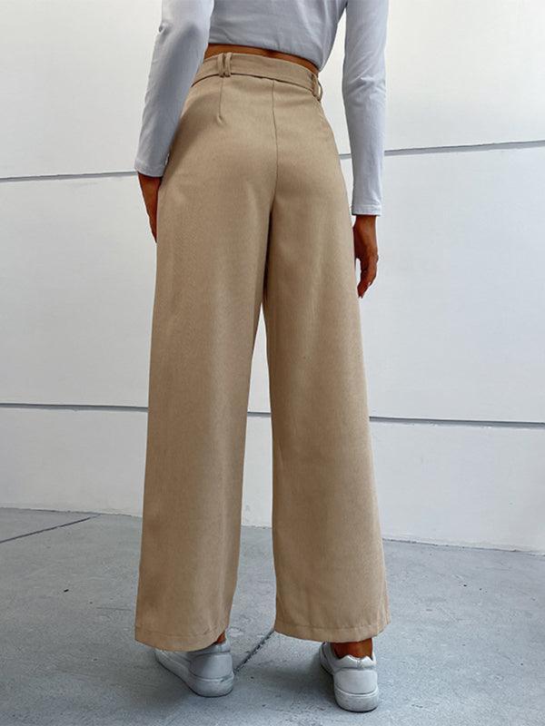 Women's straight solid color casual trousers - 808Lush