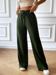 Fashion women's loose casual solid color wide leg trousers - 808Lush