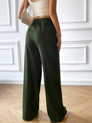 Fashion women's loose casual solid color wide leg trousers - 808Lush