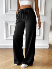 Fashion women's loose casual solid color wide leg trousers - 808Lush