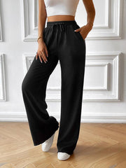 Fashion women's loose casual solid color wide leg trousers - 808Lush