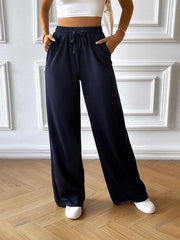 Fashion women's loose casual solid color wide leg trousers - 808Lush