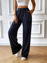 Fashion women's loose casual solid color wide leg trousers - 808Lush