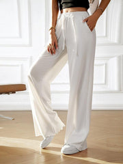 Fashion women's loose casual solid color wide leg trousers - 808Lush