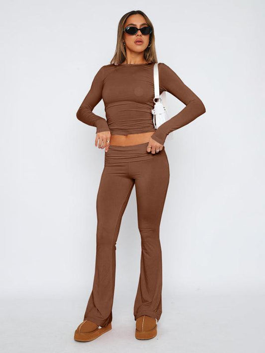 comfortable, slim, slim, anti-waist, low-waist flared pants - 808Lush