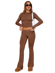 comfortable, slim, slim, anti-waist, low-waist flared pants - 808Lush